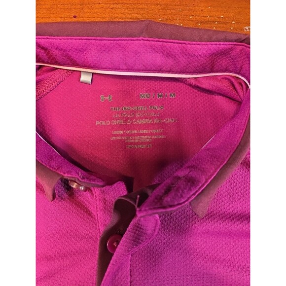 Under Armour ISO Chill Polo Shirt Men’s Size M Maroon Purple Ombre Color Block - Picture 2 of 5